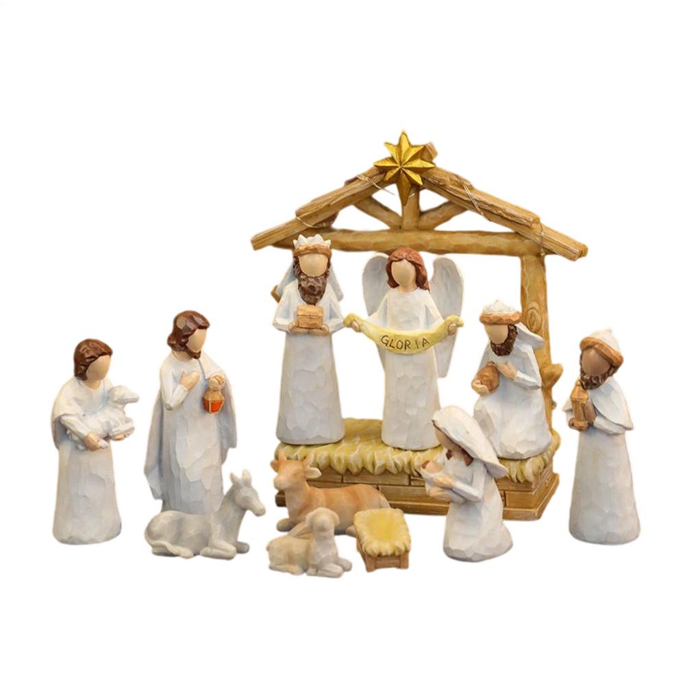 Christmas Nativity Set Jesus Nativity Set Holy Family Statue 12 Pieces Manger Statue Christmas Decorations For Home Bedroom