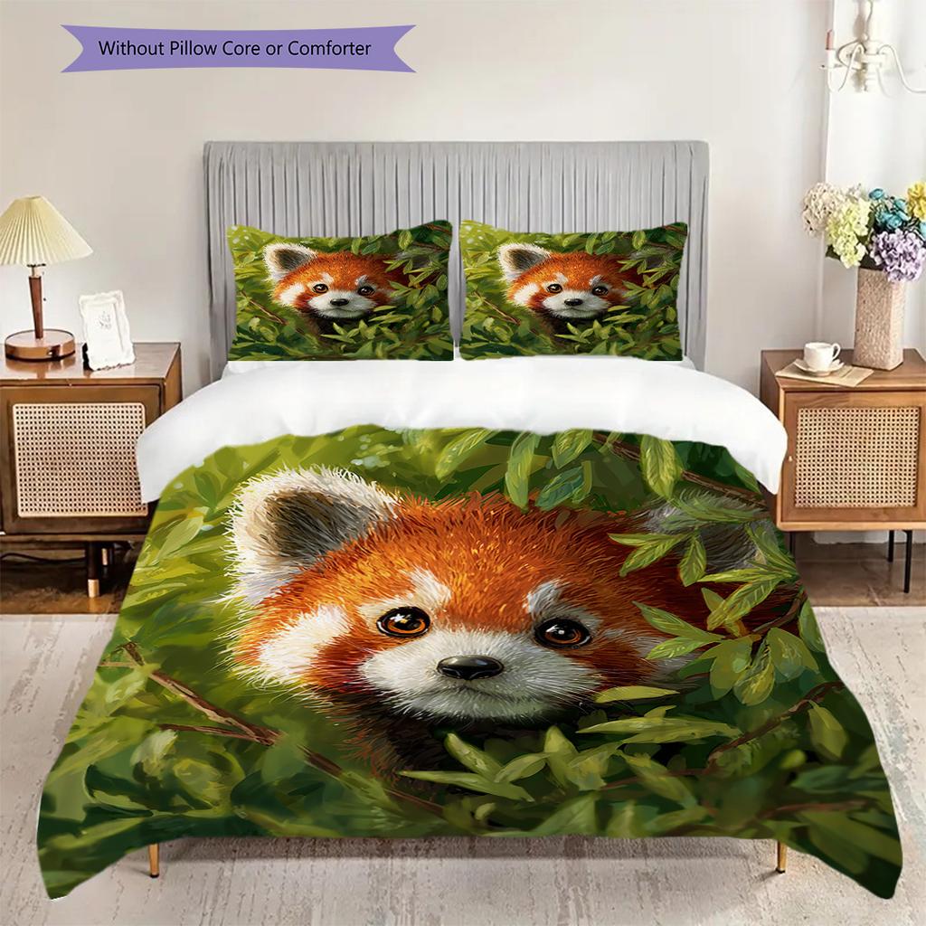 Set Copripiumino Trapuntato con Fantasia Panda Rosso Federa Decorazione per la Casa Regalo di Compleanno (1 * copripiumino + 2 * federa, senza nucleo)