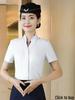 Women's White V-neck Professional Flight Attendant Shirt: Interview and Workwear Suit for Airline and Hotel Staff