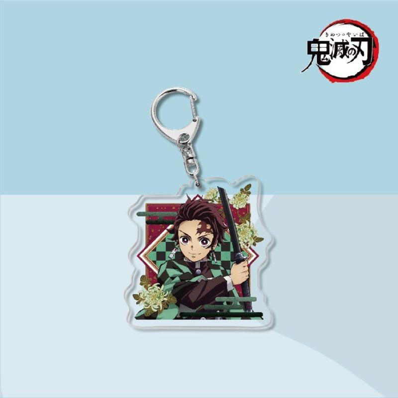 Tanjiro Nezuko Acrylic Keychain  Anime Character Pendant Car Key Chain Bag Hanging Gift Toy