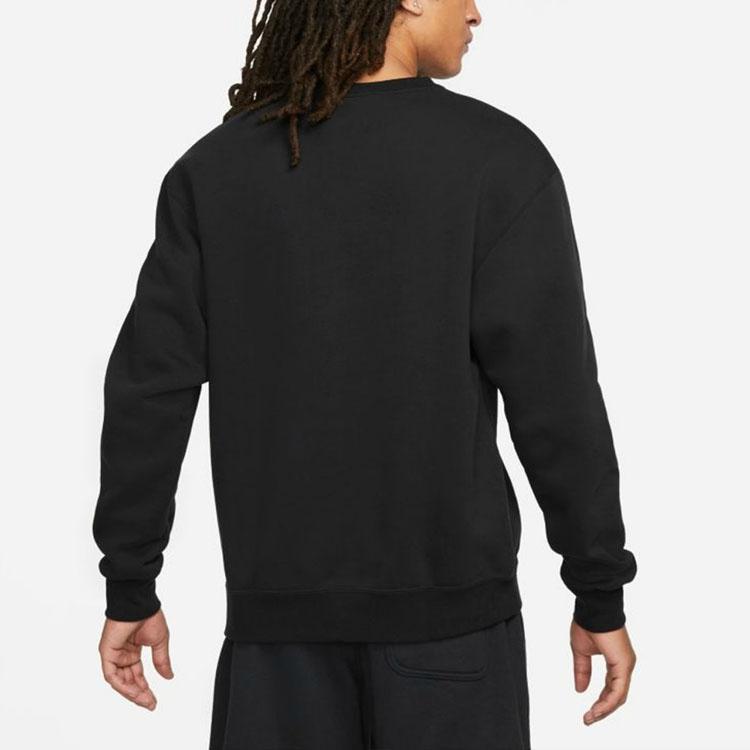 Jordan Logo Embroidered Print Pattern Fleece-Lined Crew Neck Sweatshirt Men Tops Black DN7957-010