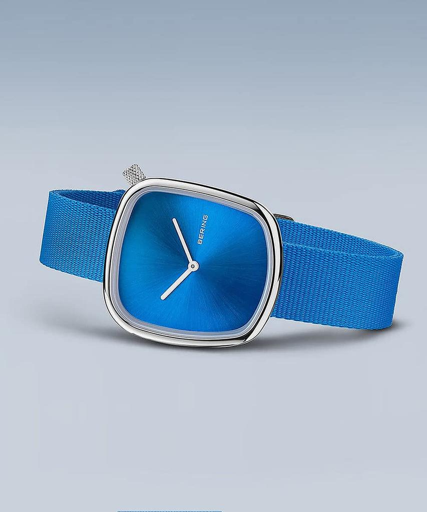BERING Pebble 18034-308 unisex watch blue stainless steel mesh strap sapphire glass