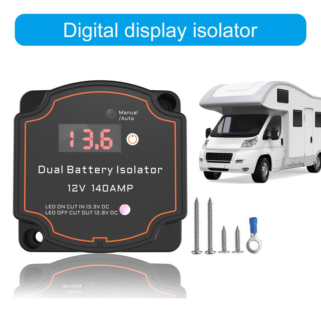 Split Charge Relays 12V 140A Double Battery Isolator VSR Voltage Sensitive Relays with LED Voltage Display