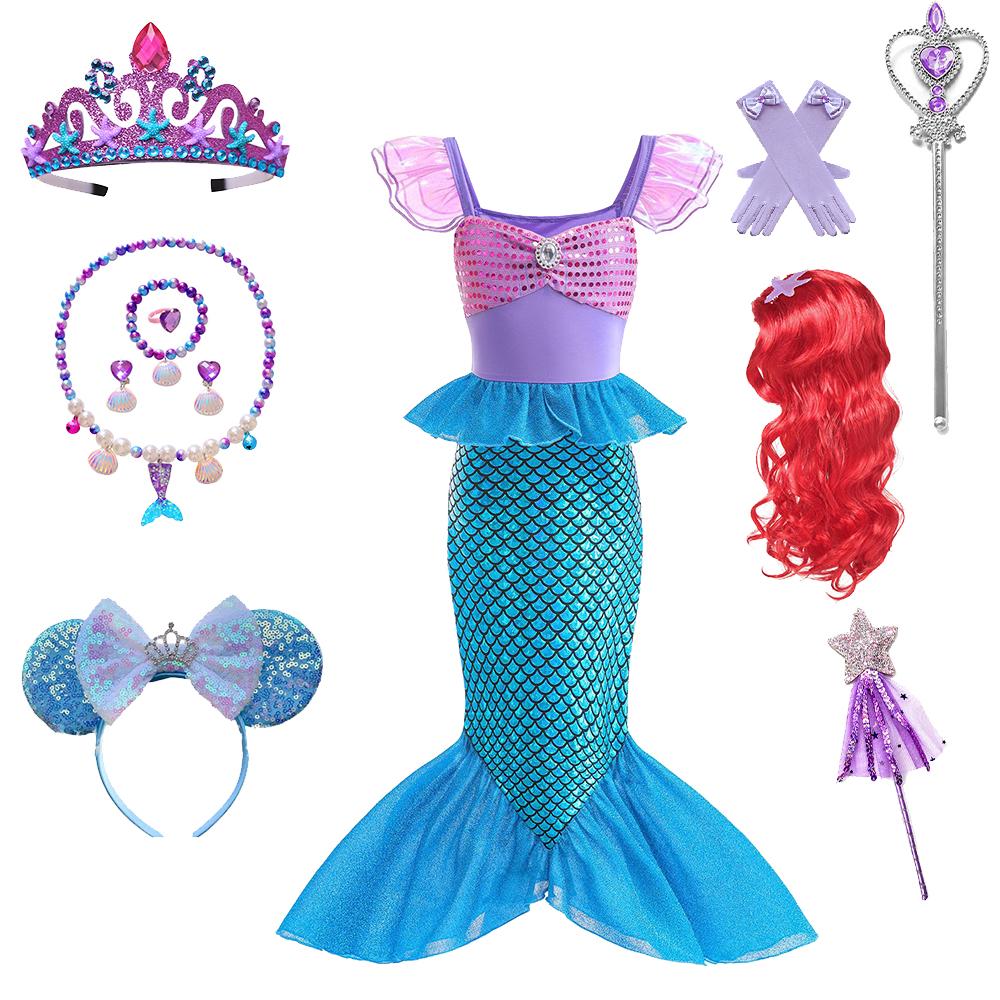 Дитячий костюм косплею русалки, костюм для рольових ігор для дівчаток, костюм для карнавалу, Хелловіну, дня народження, літня сукня принцеси