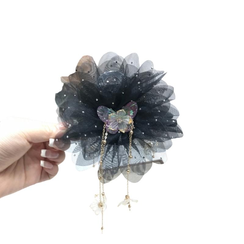 A52E Multipurpose Fabric Hair Accessory Flower Mesh Clip For Parties And Outings
