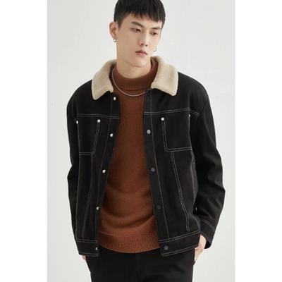 Cotton Jacket Men'S Autumn And Winter Fashion Casual Tooling Lapel Suede Lamb Wool Warm Jacket New