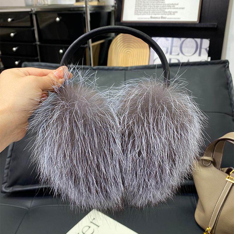 New Winter Real Fox Fur Earmuffs for Women Natural Fox Fur Scarves Dual Use Genuine Warmer Plush EarMuff Outdoor Solid Fur Scarf