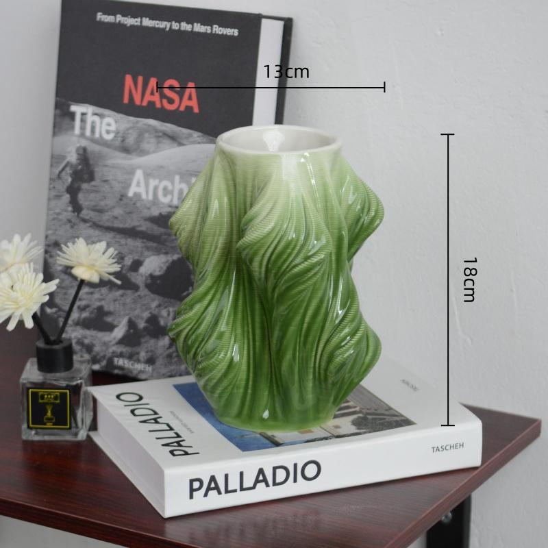 

Creative Irregular-shaped 3D Ceramic Vase Geometric Fold Distortion Flower Vase Flowerpot Home Decoration Accessories зелений