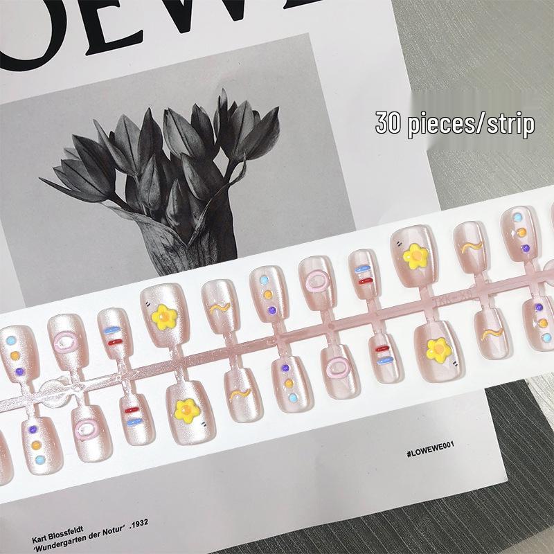 

Spring/Summer Dopamine Style 3D Floral Press-On Nails - Cute Xiaohongshu Design YM302-M Dopamine Flower [All M]