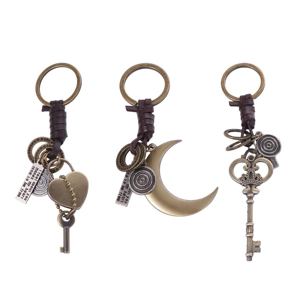 Zinc Zinc Alloy Punk Style Lock Pendant Backpack Hanging Moon Car Key Ring  Couples