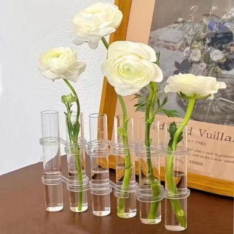 

Test Tube Glass Vase Insertion Type Decorative Flower Rack Hydroponic Flower Pot Combination Vase Office Living Room Decoration