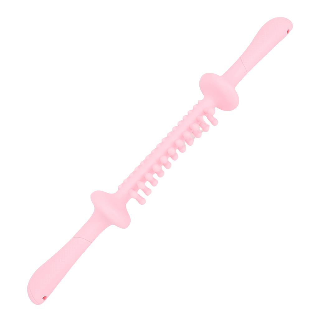 Bendable Muscle Stick Soft TPR Non Slip Long Handle Roller Massage Stick for Legs Arms Pink