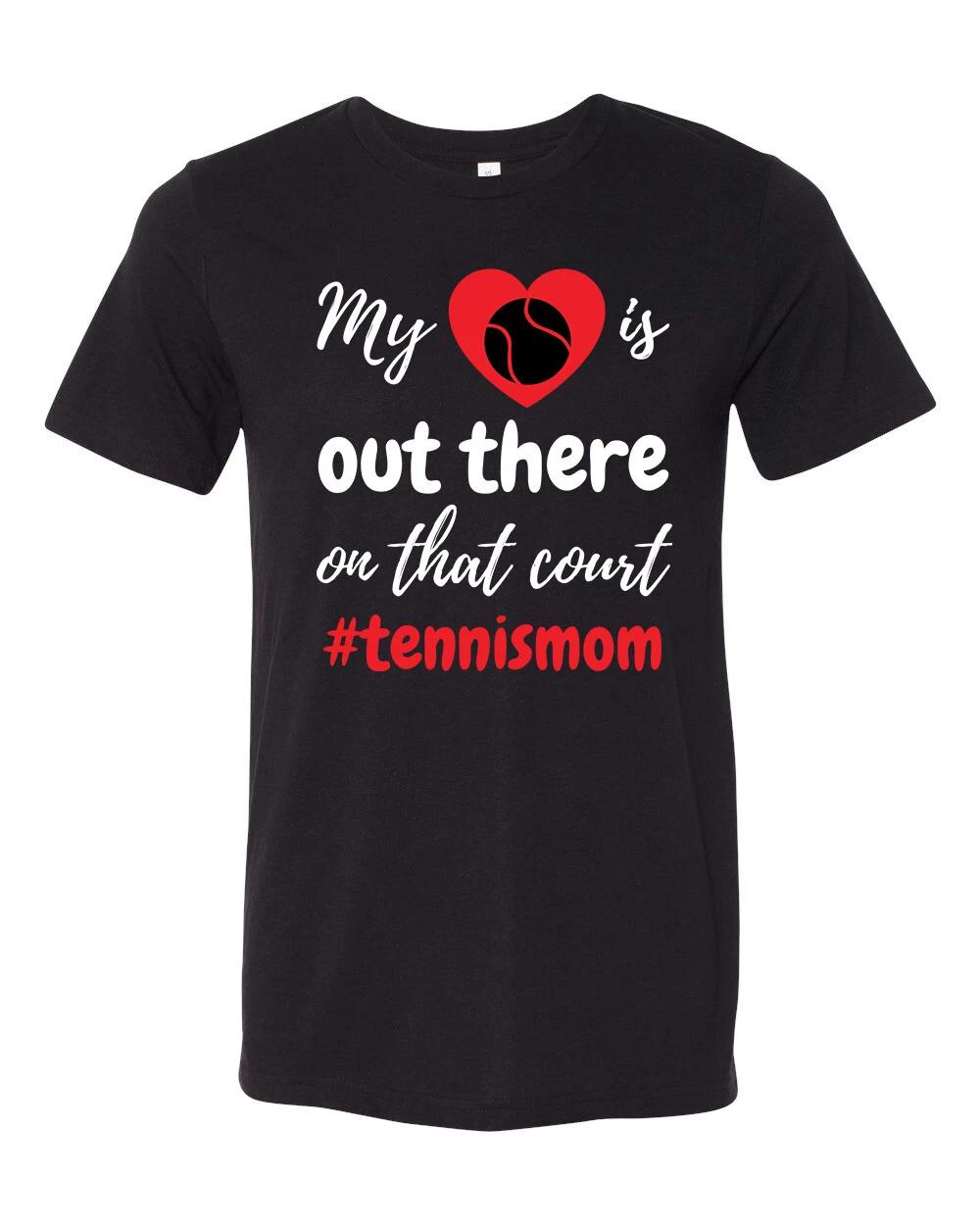 

Unisex Adult Fit My Heart Is Out There Tennis Mom Short Sleeve T-Shirt S