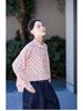 Spring Retro Beige & Red Polka Dot Cotton Casual Loose Shirt