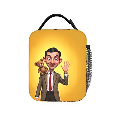 Mr. Beans Cartoon-Lunchtasche Tragbare Brotdose für Erwachsene Reise-Grafik-Kühltasche Lustige Oxford Thermische Lunchtaschen