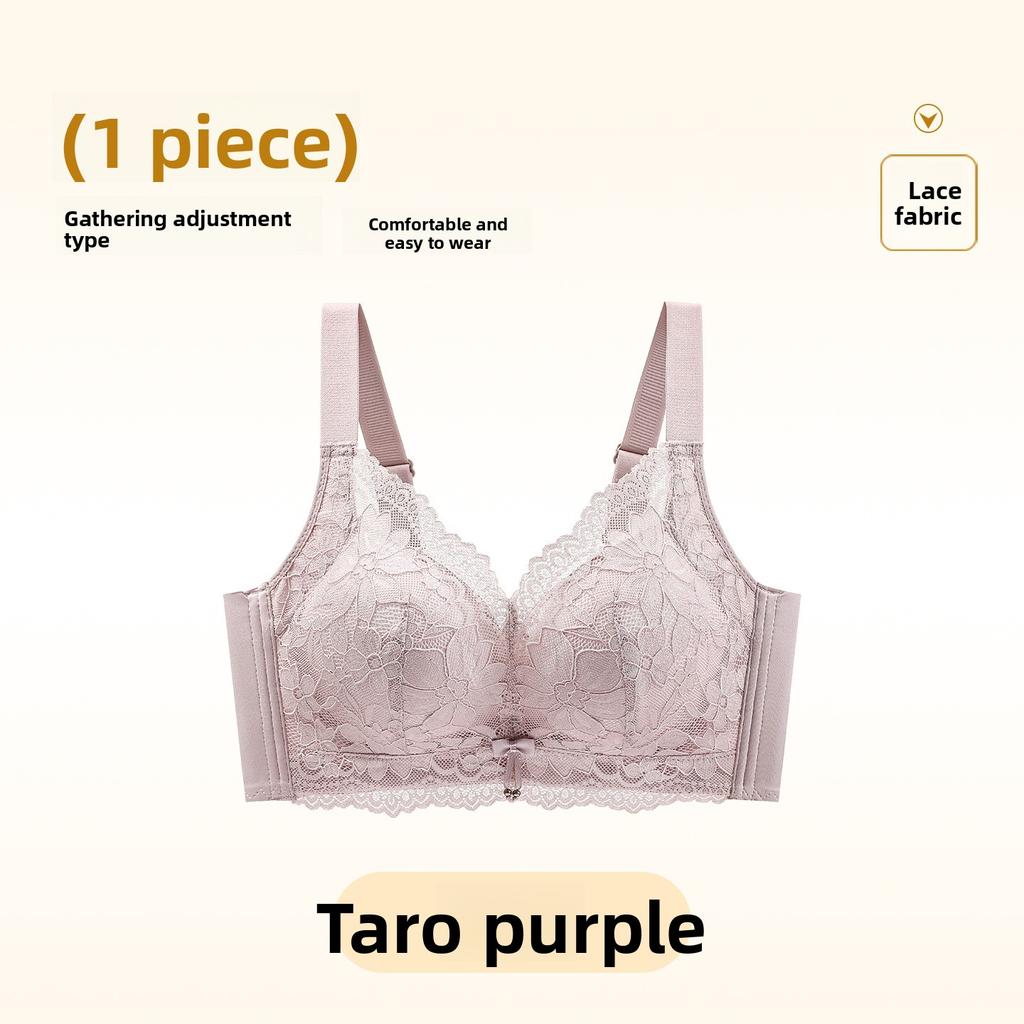 Female Spring and Autumn Lace Small Breasts Show Large Close Pair of Anti Sagging Traceless Underwear