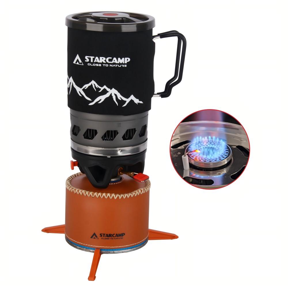 STARCAMP 900ml Outdoor Solo Backpack Hiking Camping Gas Stove Aluminum Alloy Portable Cooking System for Picnics & Hiking чёрный
