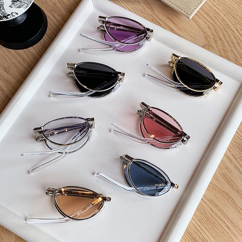 Small frame new folding cat eye sunglasses new high-end sunglasses personalized Spice Girl trendy glasses