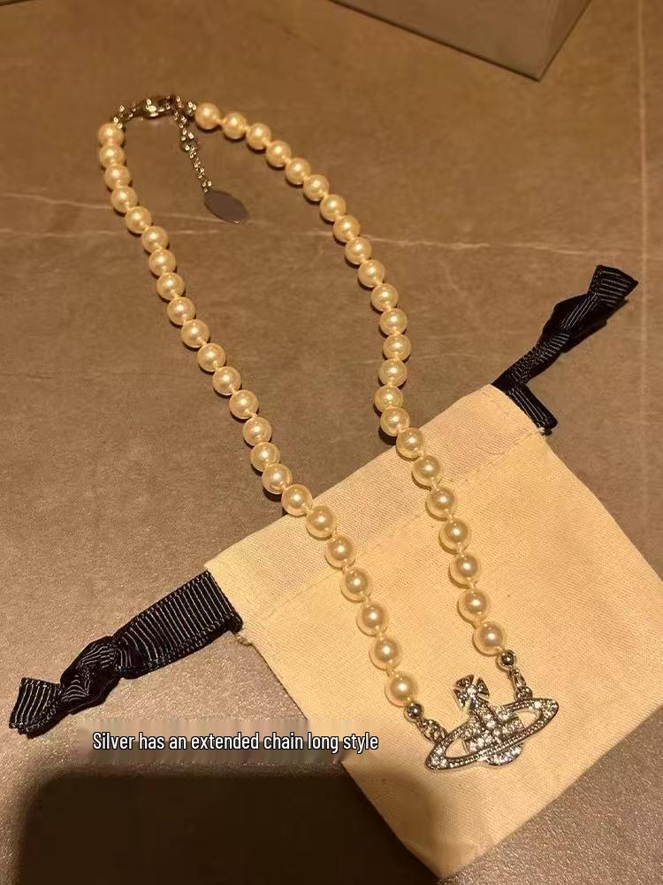 Жемчужное ожерелье вдовствующей императрицы Сатурн: Модная Ретро Легкая Роскошь Ключичная Цепь