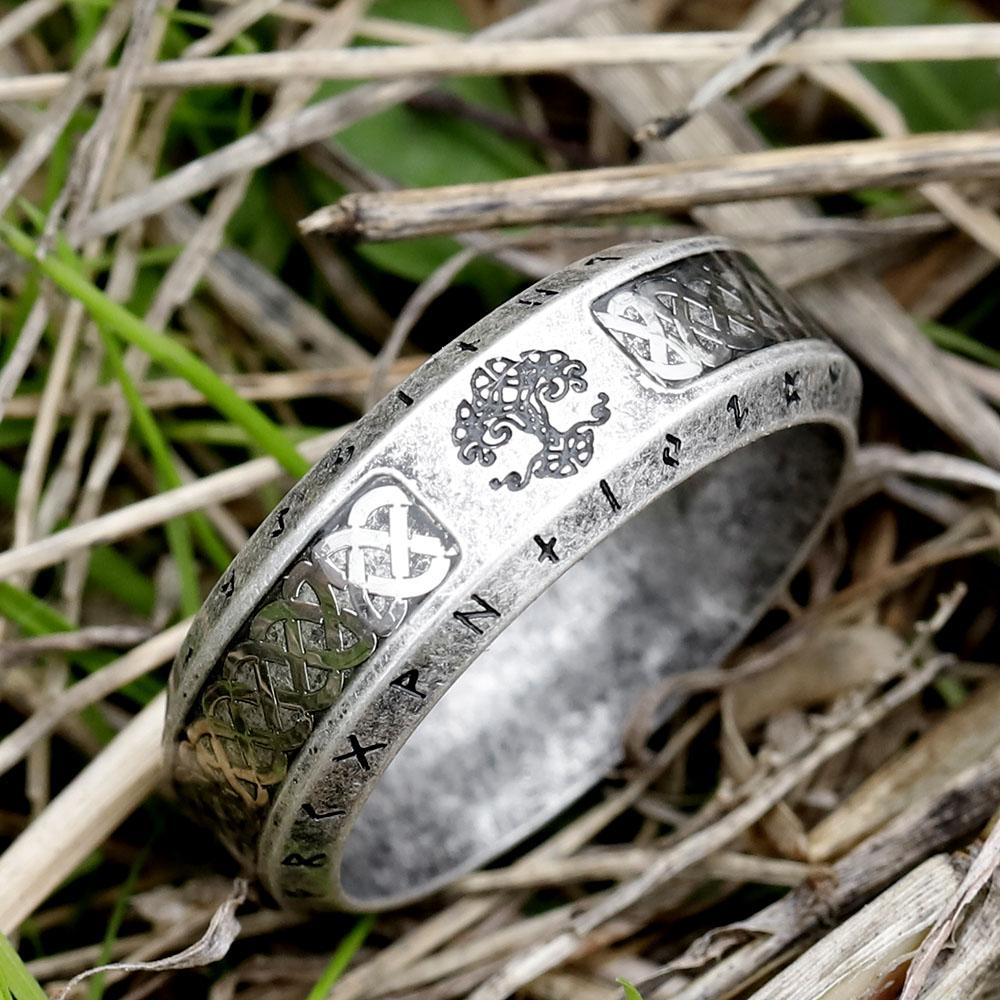 

Stainless Steel Viking Ring with Runes Tree of Life Design for Men Vintage Celtic Knot Jewelry 7