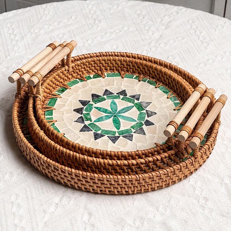 Imitation Rattan Woven Serving Tray Basket