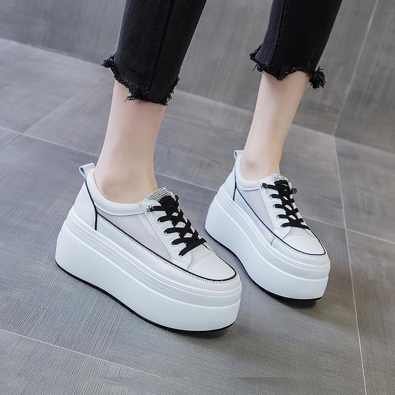 Casual Shoes Women's Spring and Summer 2025 New Mesh Breathable Platform Shoes Heightening Versatile White Shoes Women's Korean Version Lightweight
