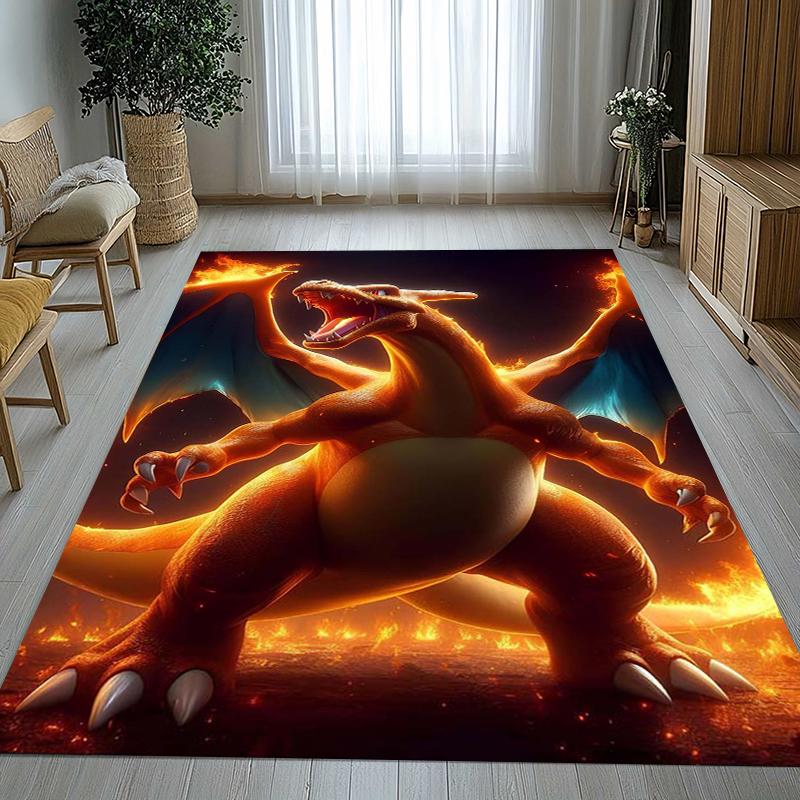 Charizard Charmander Pokemon Living Room Non-Slip Area Rug Soft Carpet for Bedroom Kids Playroom Sofa,Home Decor Doormat Gift