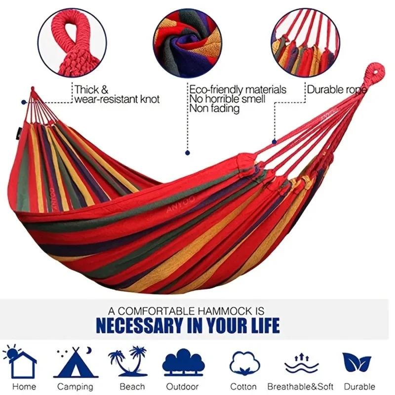 Colorful Striped Portable Camping Hammock With Storage Bag And Tree Tie Anti Tipping Design Suitable For Outdoor Camping
