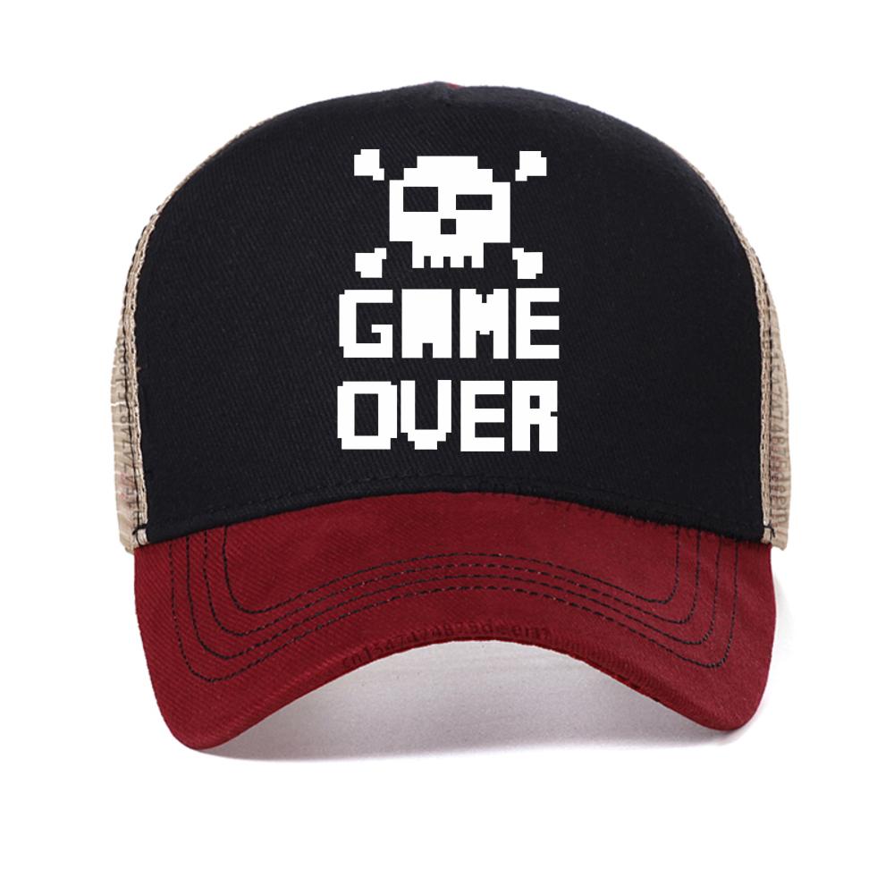 

Game Over Print Unisex baseball cap fashion Casual Funny Unisex Cool caps unisex sport Breathable mesh sun hats adjustable trucker hat Adjustable