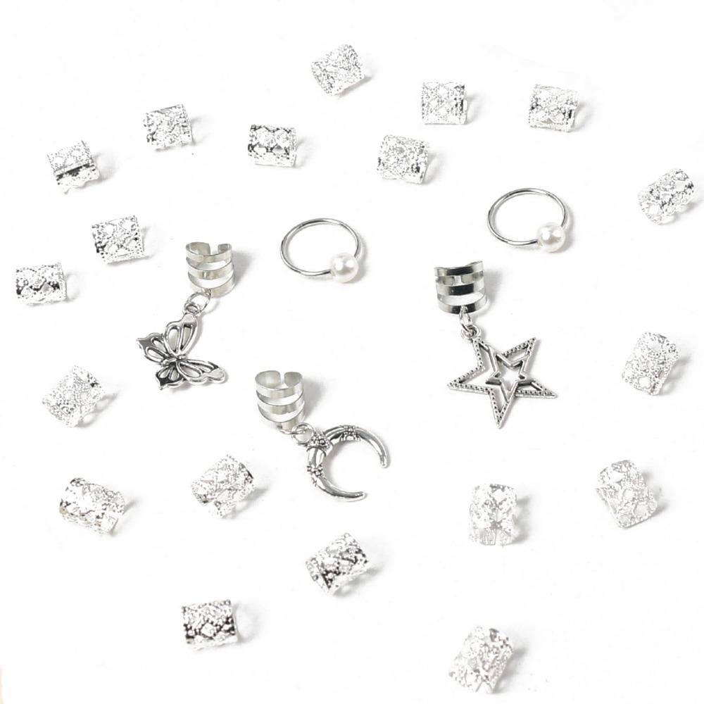 25pcs Dread Locks Dreadlocks Beads Hair Braiding Hair Braid Tubes Hollow Out Hair Ring  Decor
