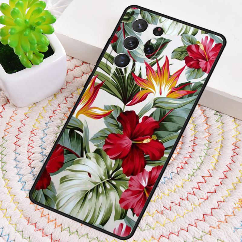 Retro Tropical Floral Flowers Phone Case For Samsung Galaxy Note 10 Pro S26 S25 S24 S23 S22 Ultra Plus S21 FE S20 Cover