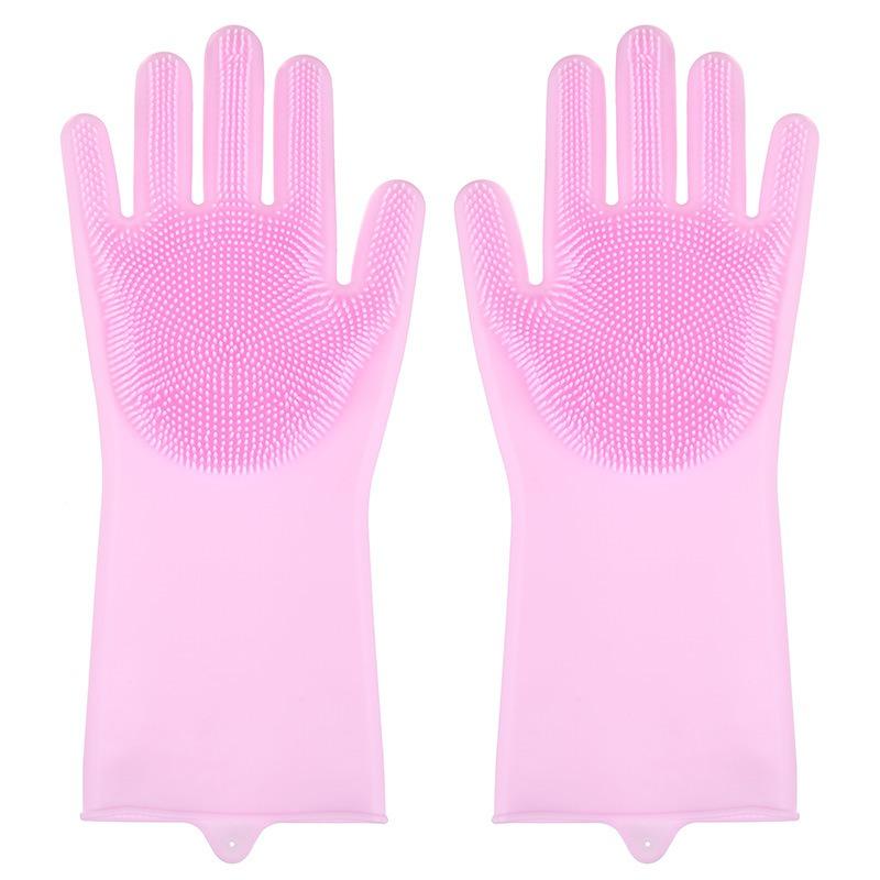 Reusable Silicone Dishwashing Gloves with Scrubby Bristles Durable Hygienic and Slip Proof for Kitchen Bath and Patio Use