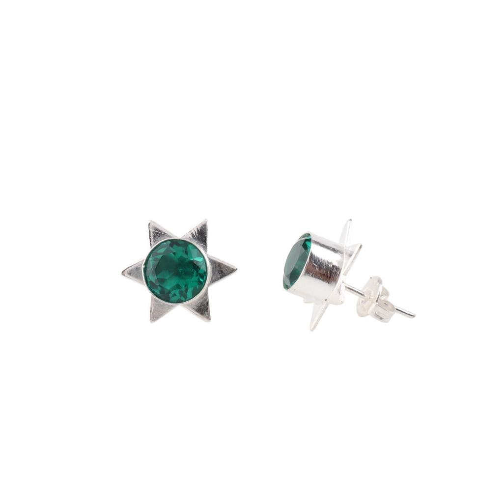Chrome Diopside Gemstone 925 Sterling Silver Jewelry Handmade Stud Earrings0.44" EE-175-1