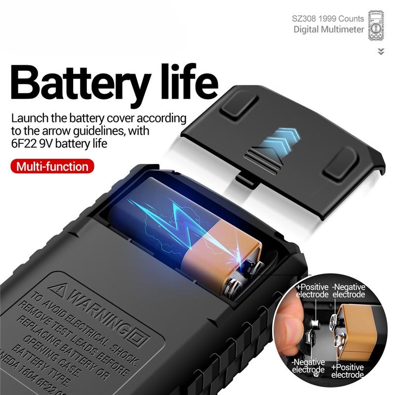 2026 SZ308 1999 Count Digital Multimeter AC/DC High-Precision Multi-function Voltage Current Resistance Multimeter Tester Tools