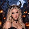 Cosplay Halloween Devil Headband Reusable Cow Horn Hair Hoop Decorative Headdress  Carnival Party