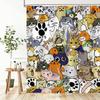 Cute Cartoon Cats Shower Curtain Fun Animal Design Bathroom Decor Kawaii Theme Waterproof Bath Curtain