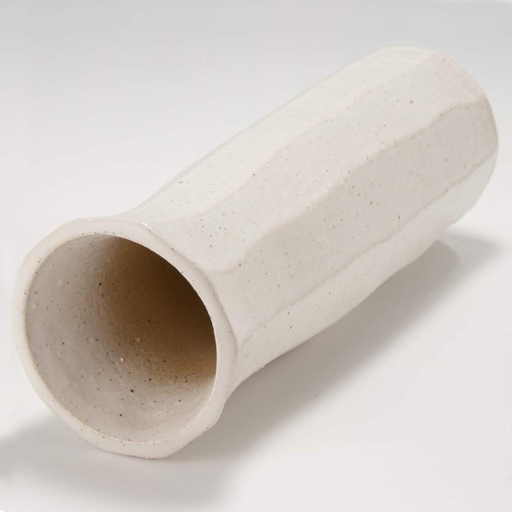 Marui Seito Shigaraki Ware Hechimon Flower Vase, Large, Vertical, White, Hana Kiraku, Granite White-Trimmed Ceramic, MR-1-5524