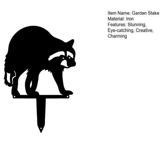 Cute Raccoon Metal Garden Stake Black Raccoon Silhouette Decorative Yard Art for Garden Lawn Pathway Decor Gift for Nature Wildlife Lovers