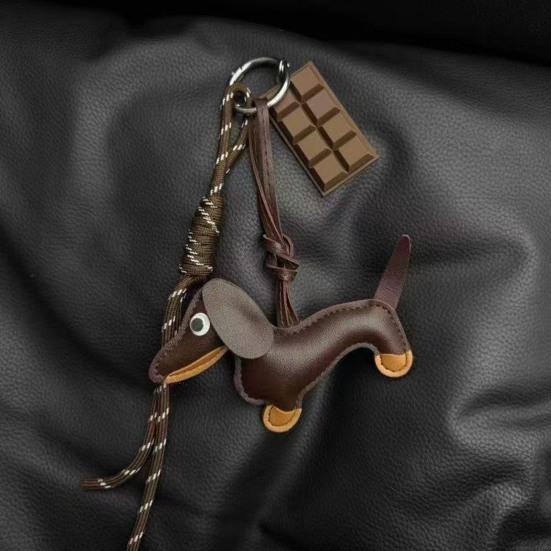 Faux Leer Baseball Sleutelhanger Dachshund Bedeltje Sleutelhanger Mini Baseball Knots Handschoen Tas Bedeltje Schattige Hond Sleutelhanger voor Rugzak Handtas