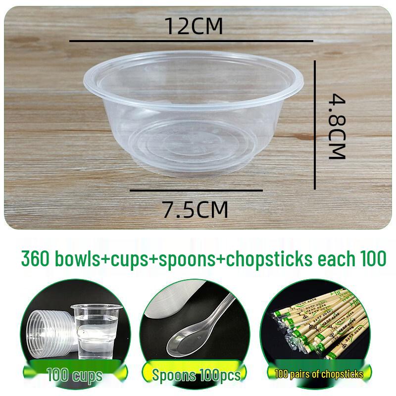 ZISIZ Disposable Plastic Bowl & Chopstick Set