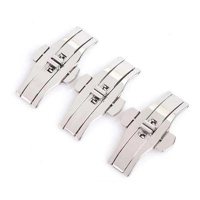 4 5 6mm Stainless Steel Watch Buckle For Longines Double Push Butterfly  Silver Buckle For Orient Button Accessories