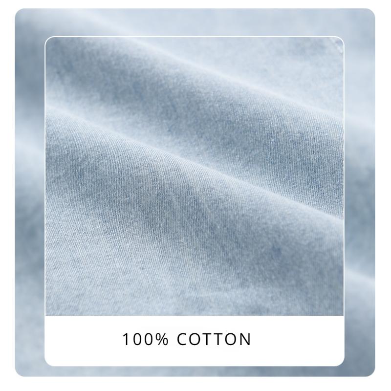 Summer Casual Denim Short Sleeve Shirts Men Clothing Pure Cotton Slim and Thin Soft Streetwear