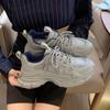 Dad Shoes Girl 2025 New Platform Women's Shoes Summer Mesh Breathable Mesh Shoes Skinny Little White Sneakers High Mouth