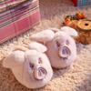 Fashion Cute Plush Pig Slippers for Women 2025 Autumn Winter Non-Slip House Shoes Warm Fleece Lined Cozy Slides Indoor Pantuflas Mujer