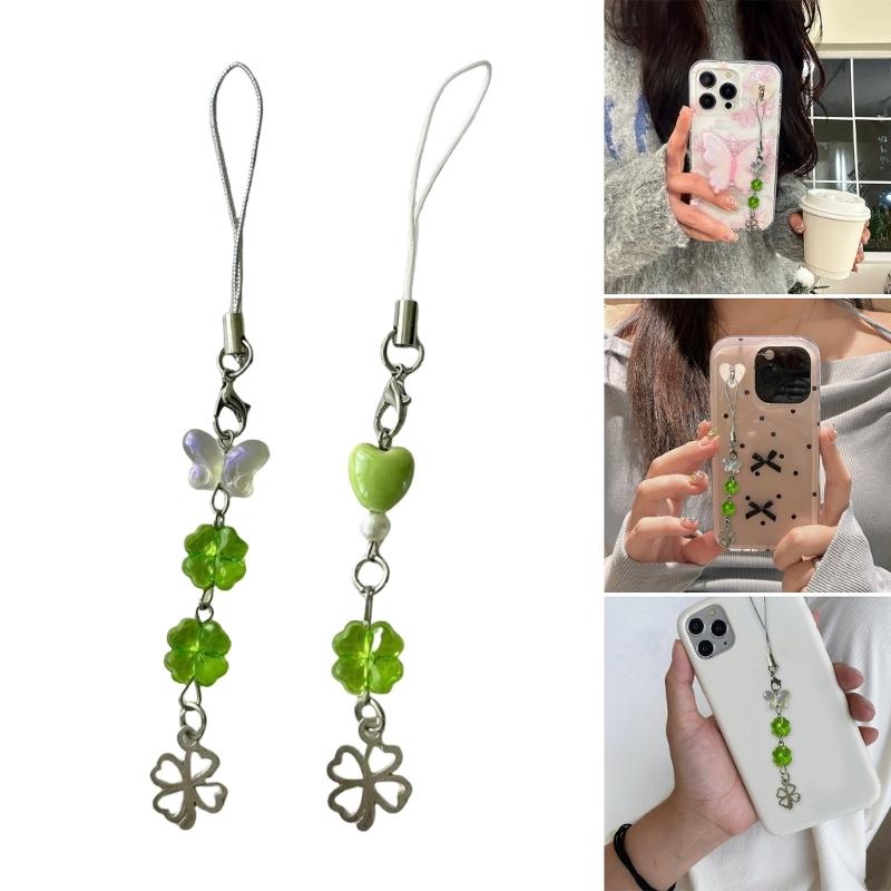 Charming Clovers Charm Phone Accessory Fashionable Good Luck Clovers Phone Trinkets Portable Phone Hanging Decoration
