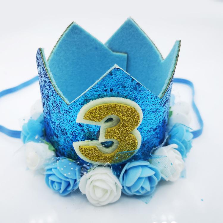 Pompom Flower Bronzing Party Hat Children'S Birthday Full Moon Party Decoration Birthday Hat