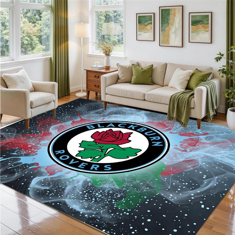 Blackburn Rovers Football Design Crystal Velvet Rug Soft Decorative Mat for Bedroom Entrance