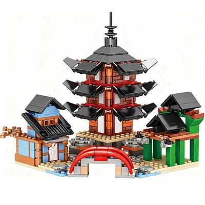 1 Busta Set di Blocchi da Costruzione Modello Tempio con 6 Pezzi Mini Figure Ninja Giocattolo Mattoncini per Bambini Idea Regalo per Bambini