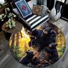 Black Bear Round Area Rug,Carpet Rug for Living Room Bedroom Sofa Playroom Decor,Non-slip Floor Mat