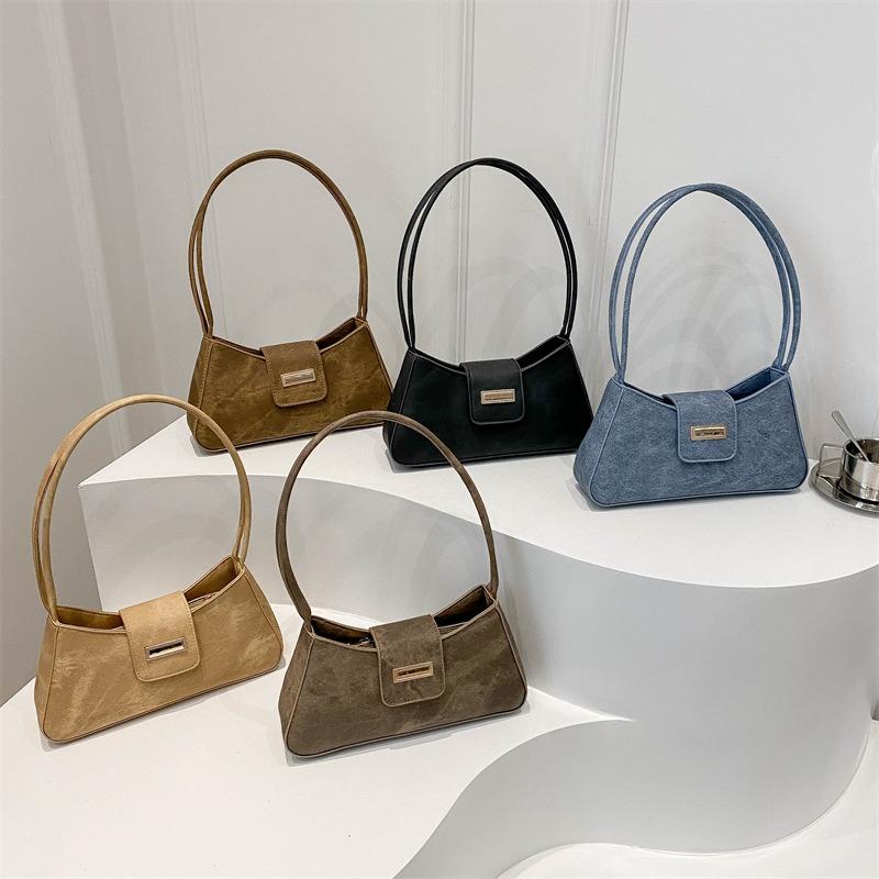 Strukturierte Nischentasche neue Damentasche einfarbig beliebte Crossbody-Schulter-Unterarm-Baguette-Tasche